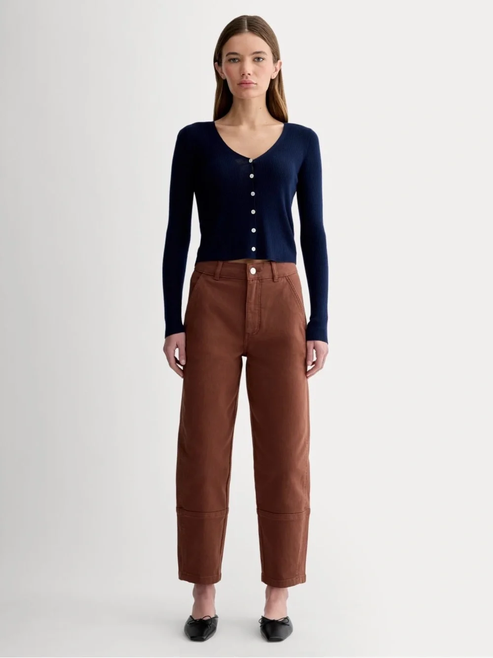 Everlane The Utility Barrel Pant High Waist Cropped Rosewood Pink Brown Size 8